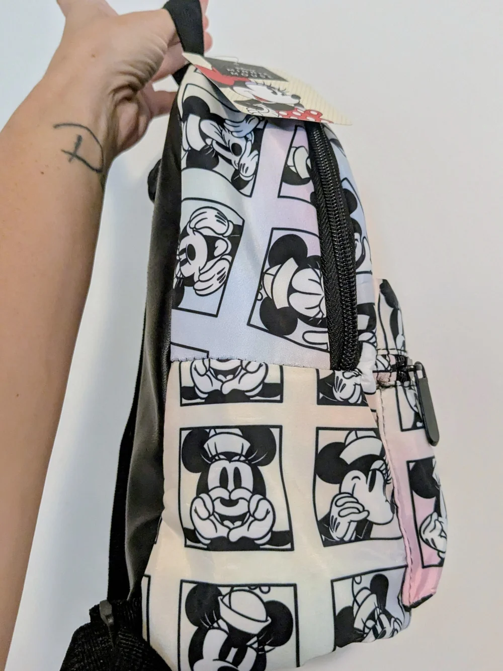 Disney Mini Backpack in Black and Pastel Pink/Blue